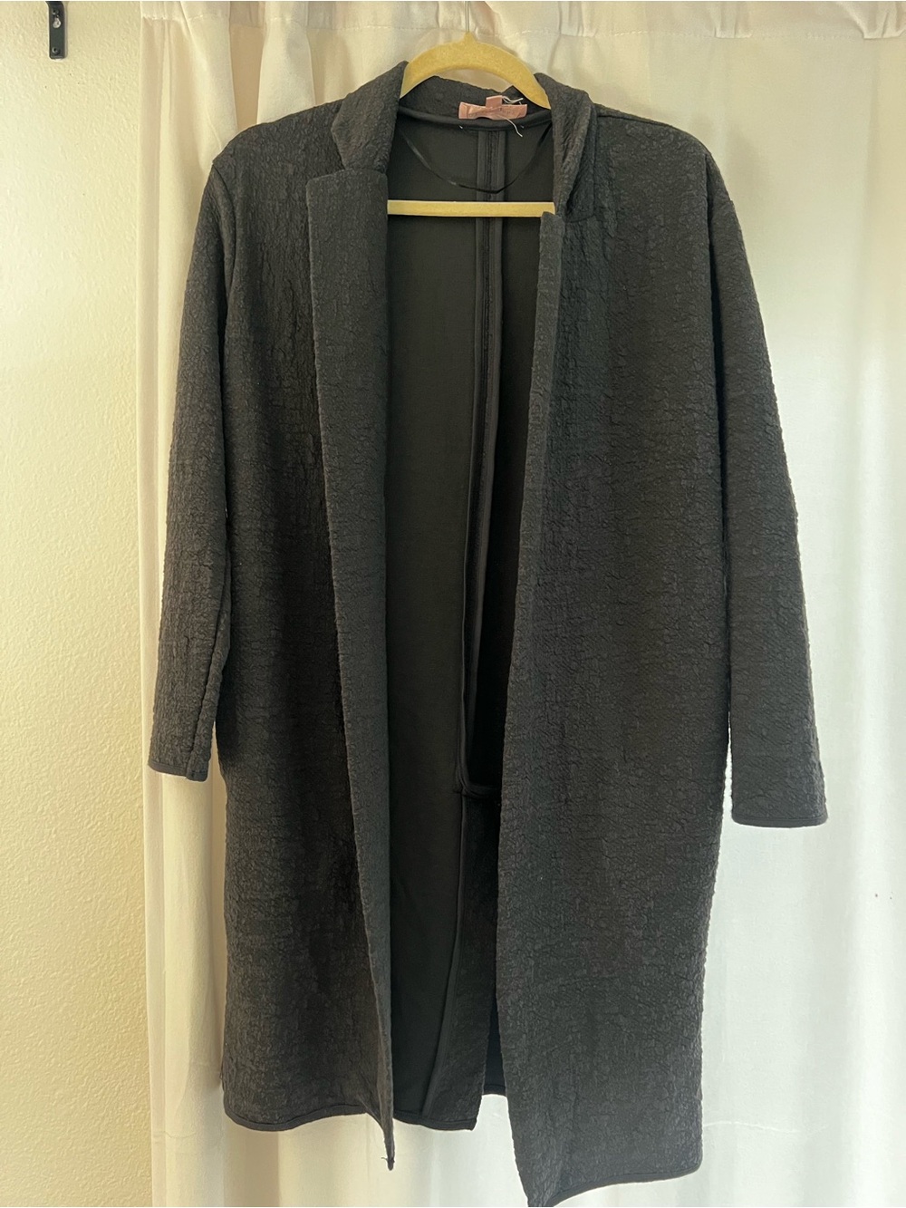 Philosophy Black Long Open-Front Trench Coat
